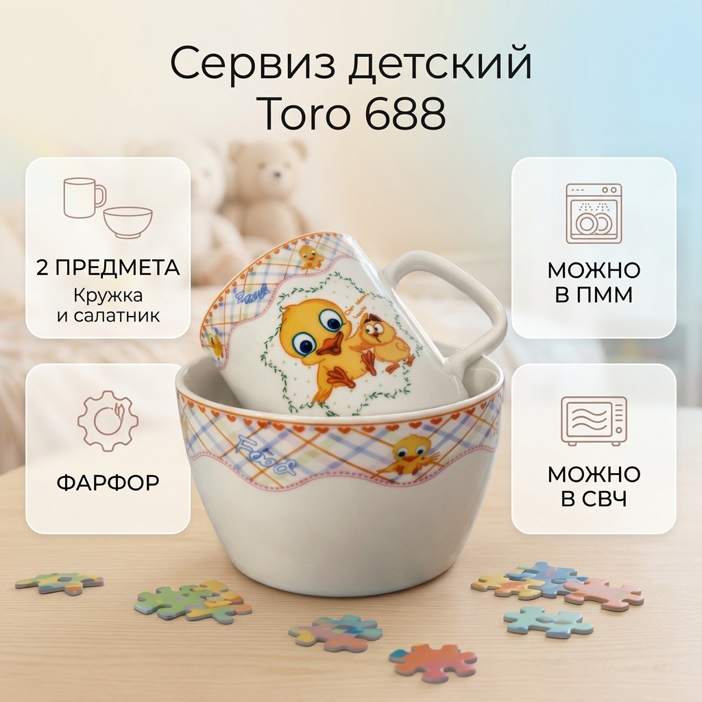 Сервиз на 1 персону Toro , предметов: 2, детский, фарфор