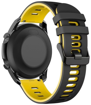 Ремешок BOGEMA для Huawei Watch GT 3, Watch GT 3 Pro, Watch GT Runner, Watch GT 2, Watch GT 2e, Watch GT 2 Pro, Watch GT 4, Watch GT 5, Watch GT 6 черно-желтый