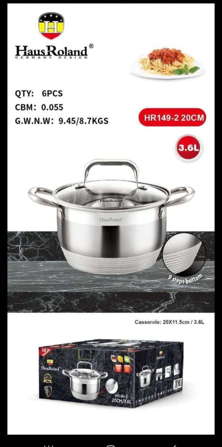 Кастрюля 3.6 л, Hausroland HR 149-2 нержавеющая сталь