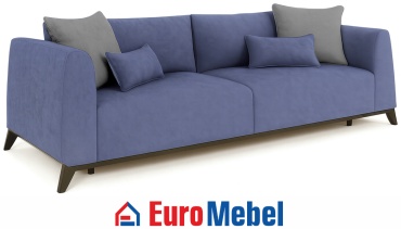 Диван Euromebel Форлис, 250х104 см, обивка велюр, серый