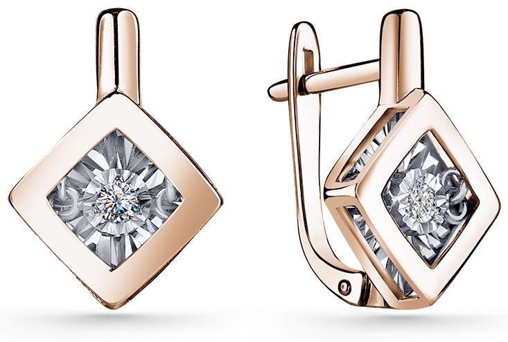 Серьги Lucente Бриллианты Якутии EAR-LU-585-008723 вес 3.42 г золото, бриллиант