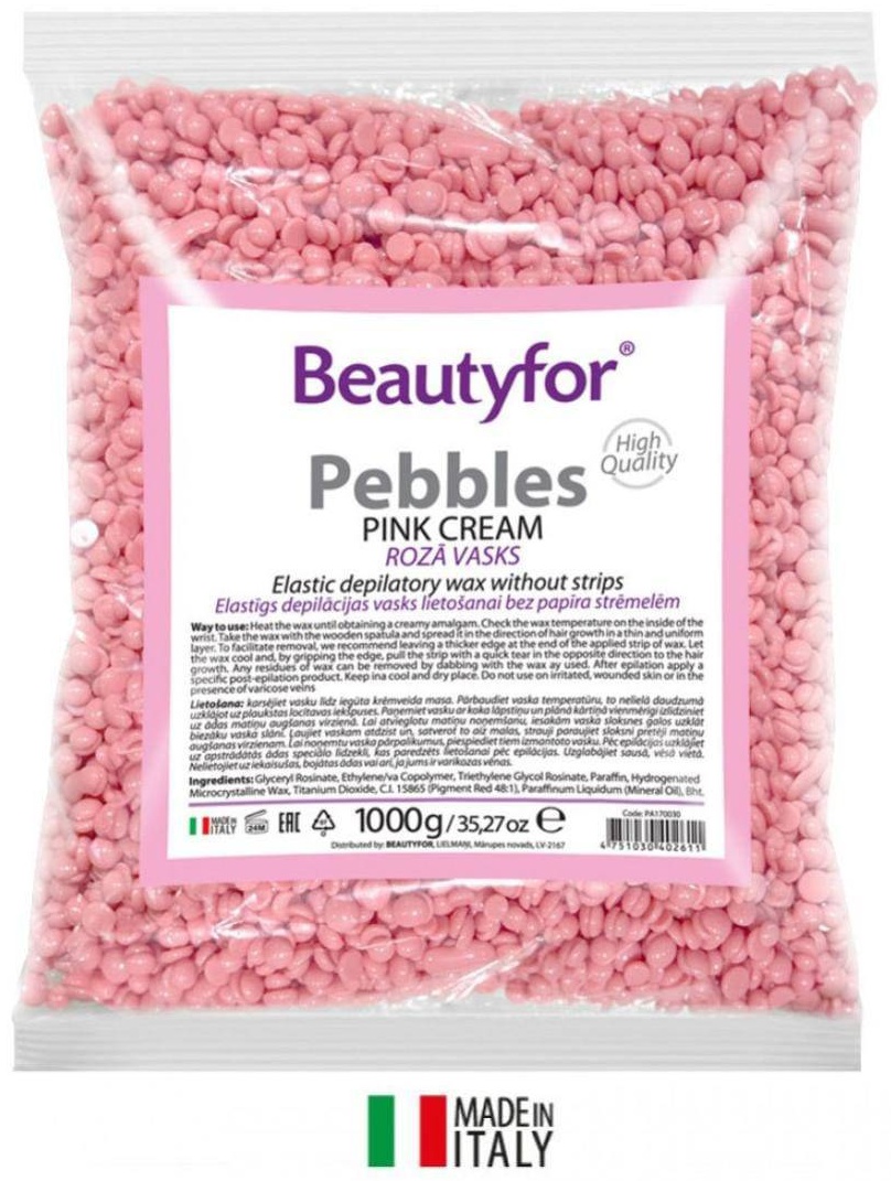 Воск пленочный Beautyfor Pebbles pink cream плотность средняя в гранулах 1000 г