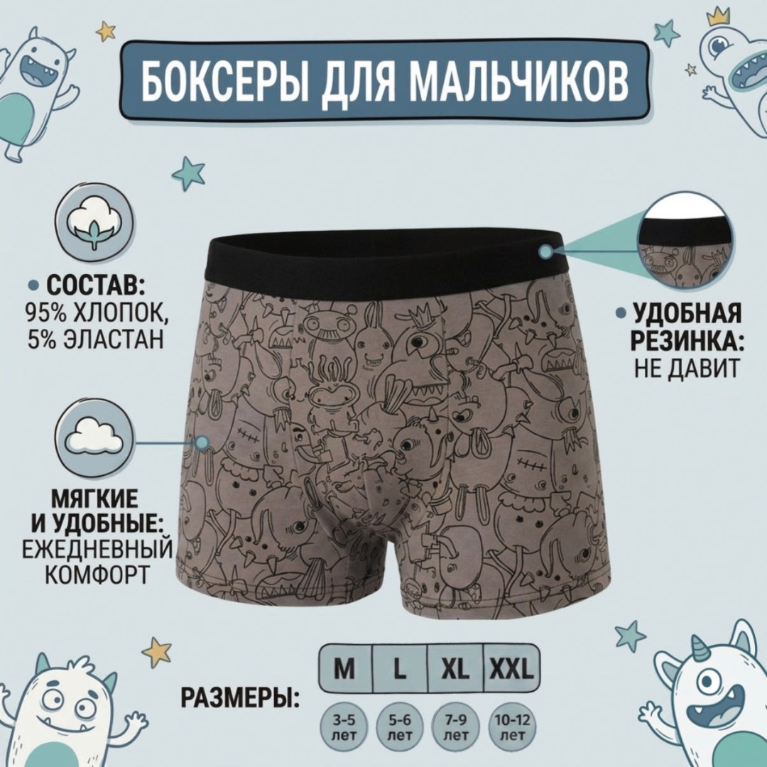 Боксеры Ariva темно-серый