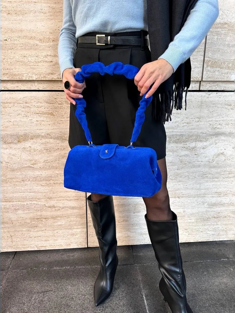 Сумка шоппер Shapely bags натуральная кожа синий