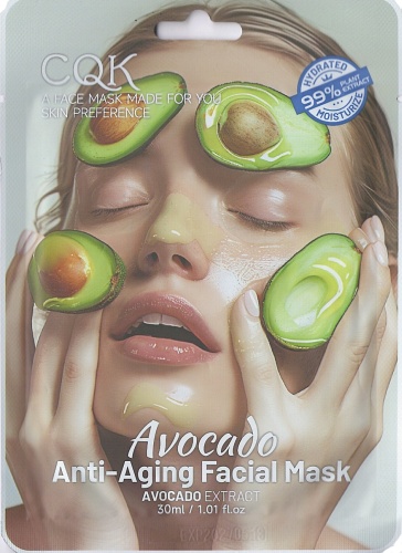 Маска для лица CQK тканевая Avocado Anti-Aging 10 мл