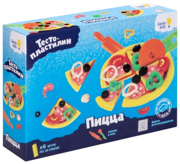 Тесто для лепки Genio Kids Набор для детской лепки "Пицца", TA2041 количество цветов: 6 шт