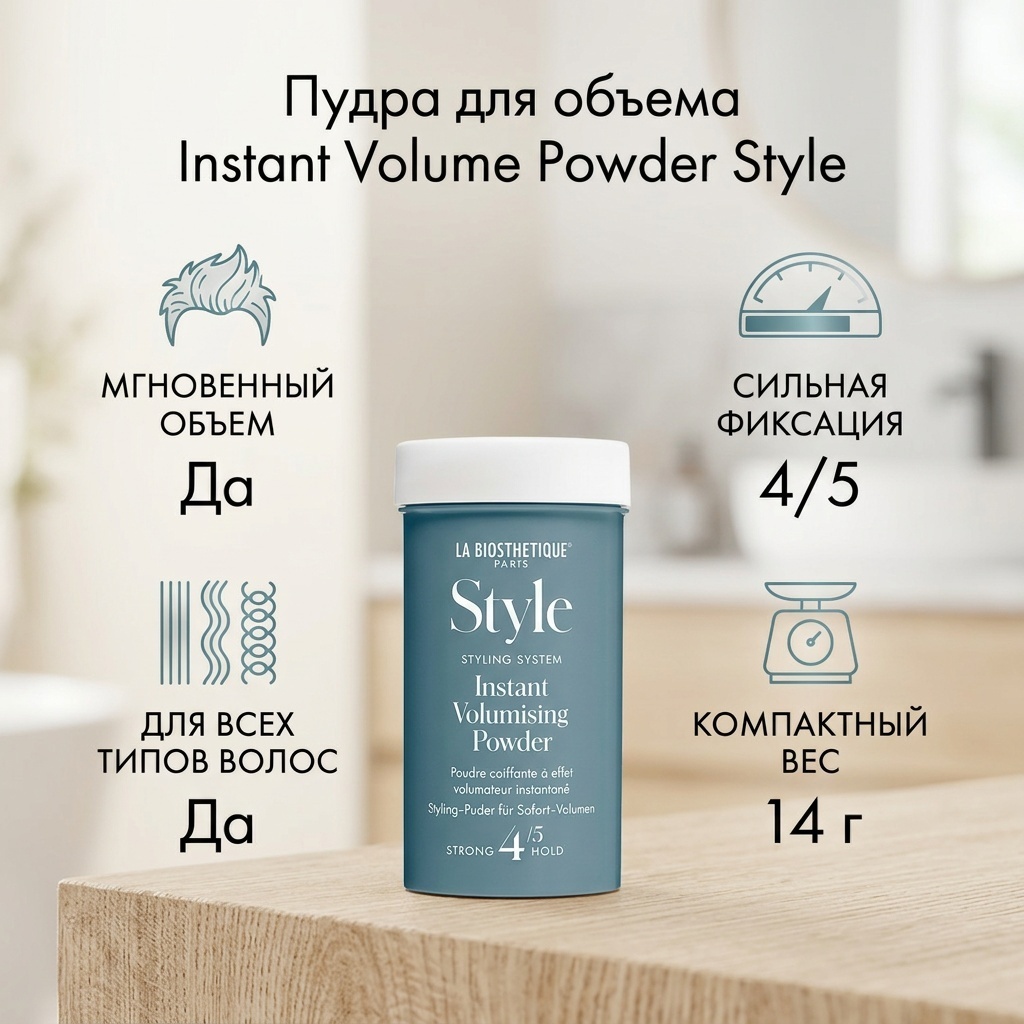 La Biosthetique Instant Volume Powder пудра сильная фиксация 14 г