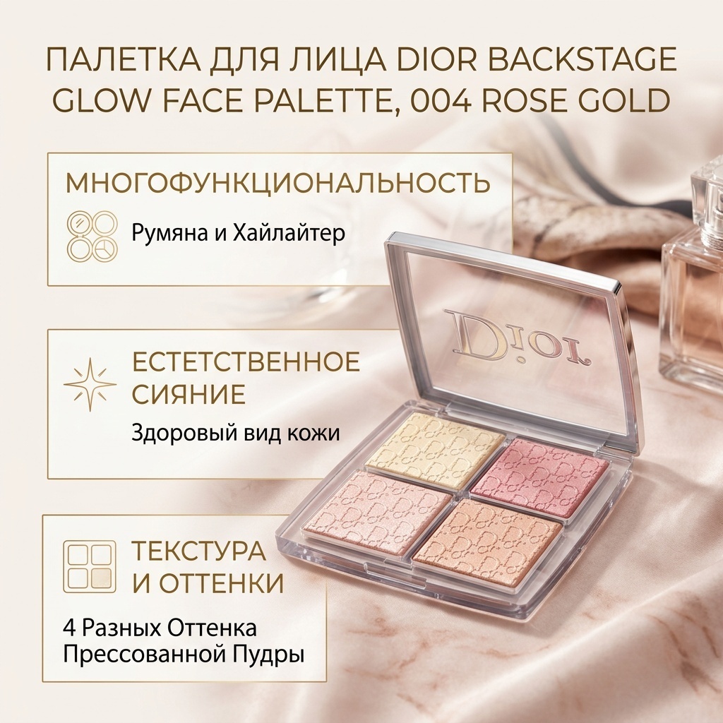 Dior Backstage Glow Face Palette румяна, хайлайтер 004 Rose Gold