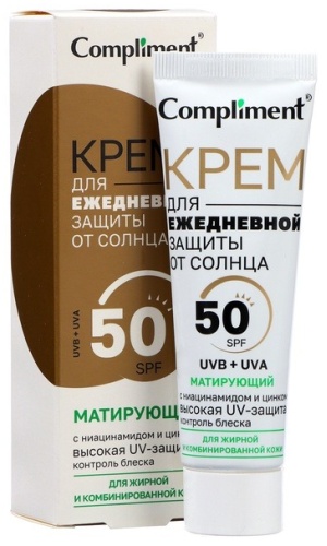 Compliment крем Крем для ежедневной защиты от солнца Compliment матирующий, 50 мл для лица 50 мл