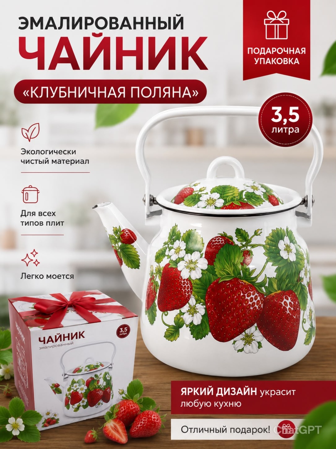 СтальЭмаль чайник 1с26Д 3.5 л, сталь