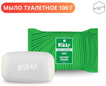 Кусковое мыло туалетное Wikky Мыло туалетное "Алоэ и экстракт хлопка" 1 шт