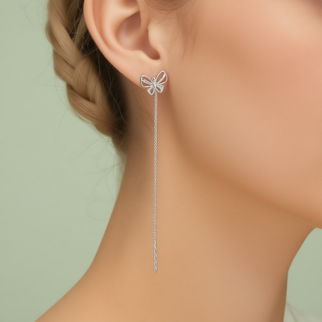 Серьги-цепочки AQUAMARINE 30811 вес 0.72 г серебро, без вставок