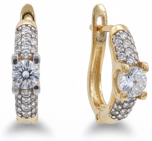 Серьги ALMAZ 2429 вес 6.81 г золото, фианит