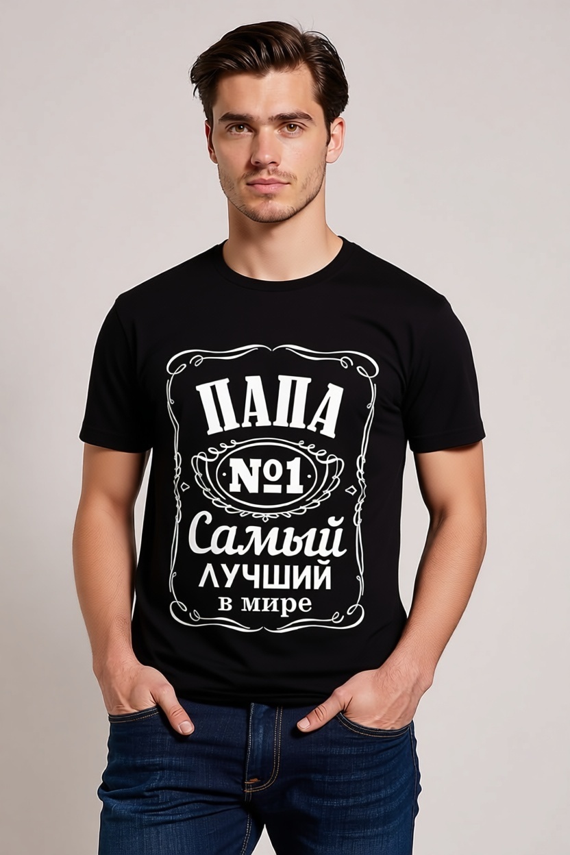Футболка Футболка "Папа №1 самый лучший в мире" черный