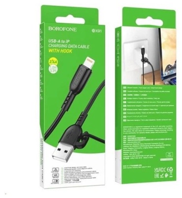 Кабель Borofone USB Type-A (M), Lightning (M), 1 м, BX91 черный