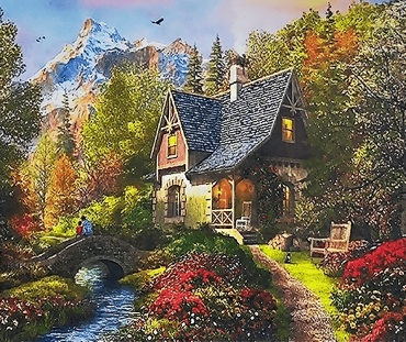 Домик в лесу холст на подрамнике 40x50 см