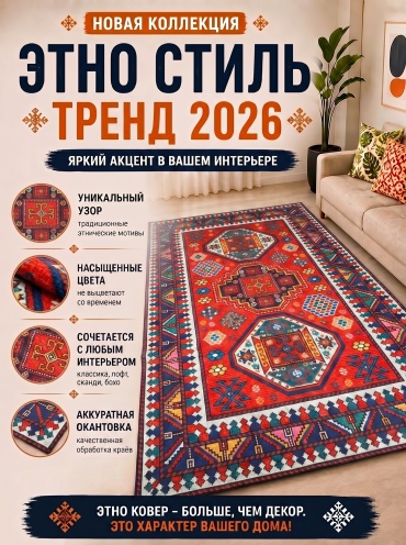 Ковер AMELIY LUX 200x300 см, безворсовый, Китай