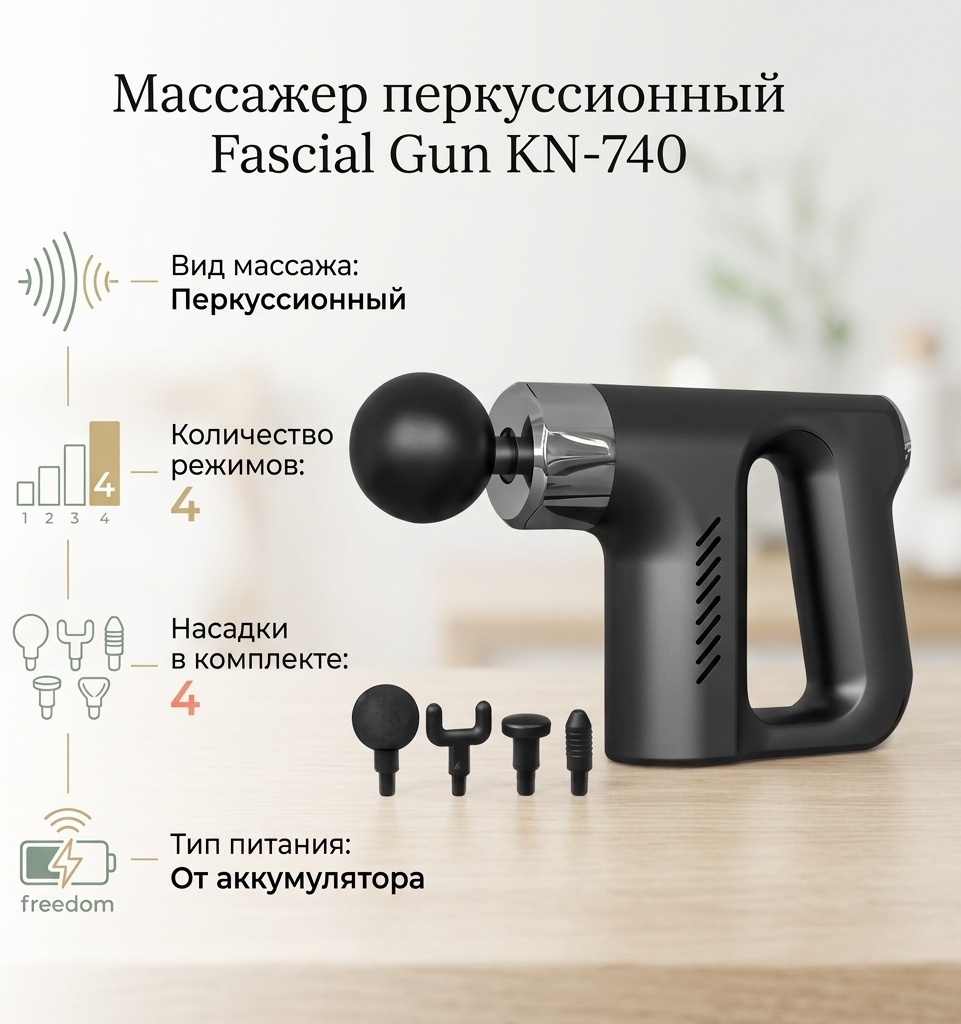 Массажер Fascial Gun KN-740 ручной перкуссионный