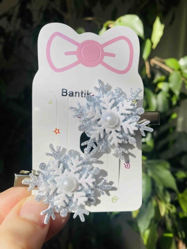 Bantik_rina заколка снежинка 2 шт, серебристый