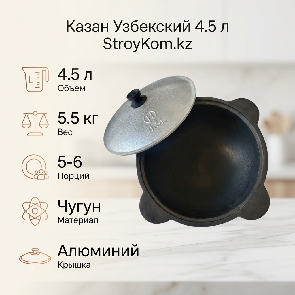 Казан StroyKom.kz 4.5 л, чугун