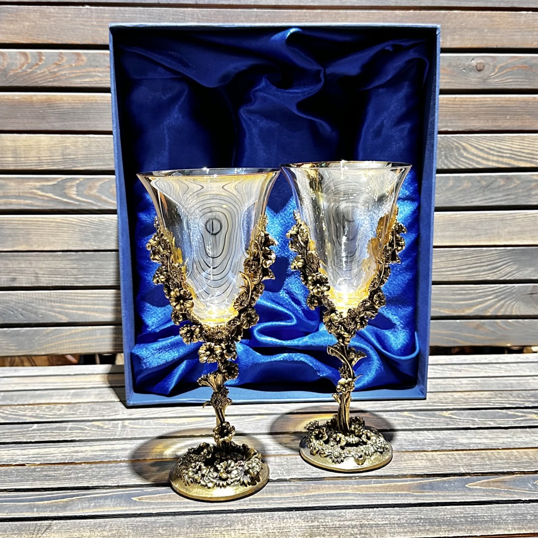 Набор бокалов 190 мл, стекло, латунь, 2 шт