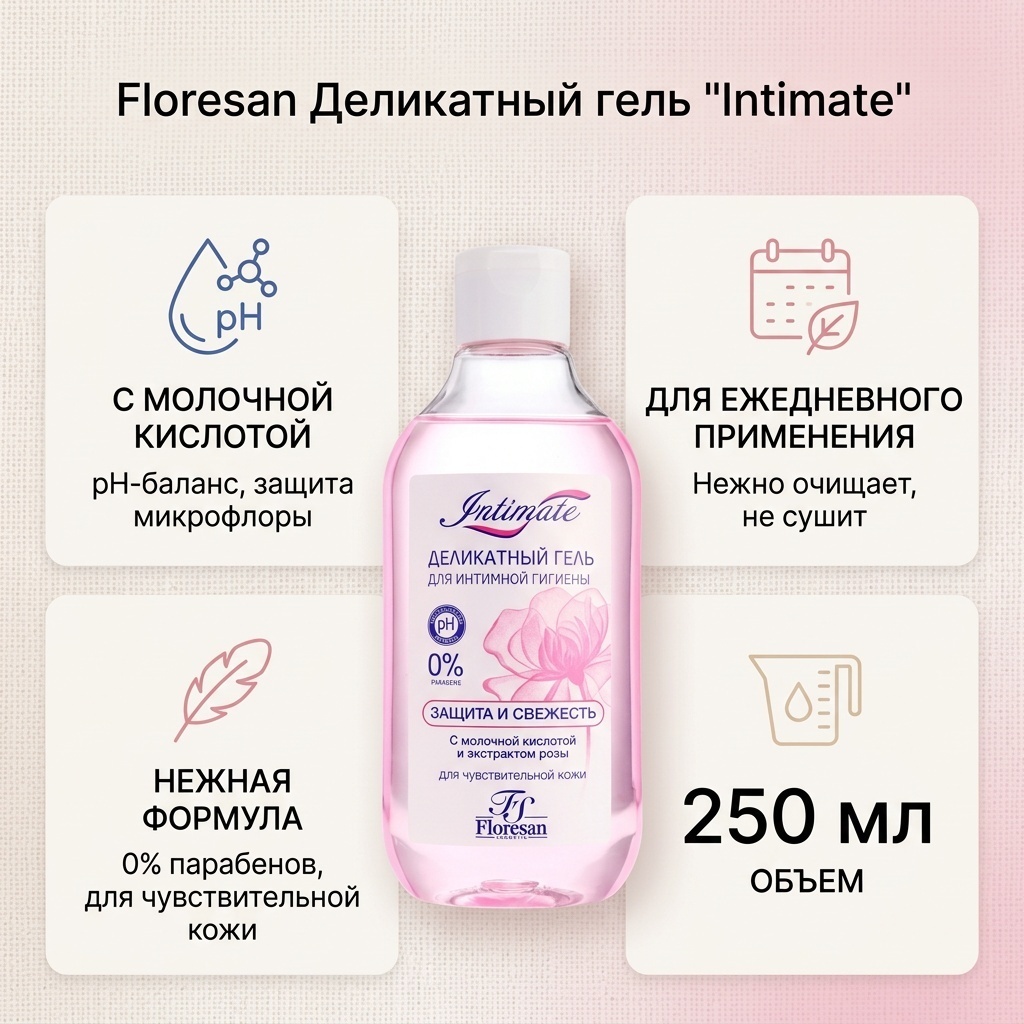 Floresan Деликатный гель для интимной гигиены гель для интимной гигиены 250 мл