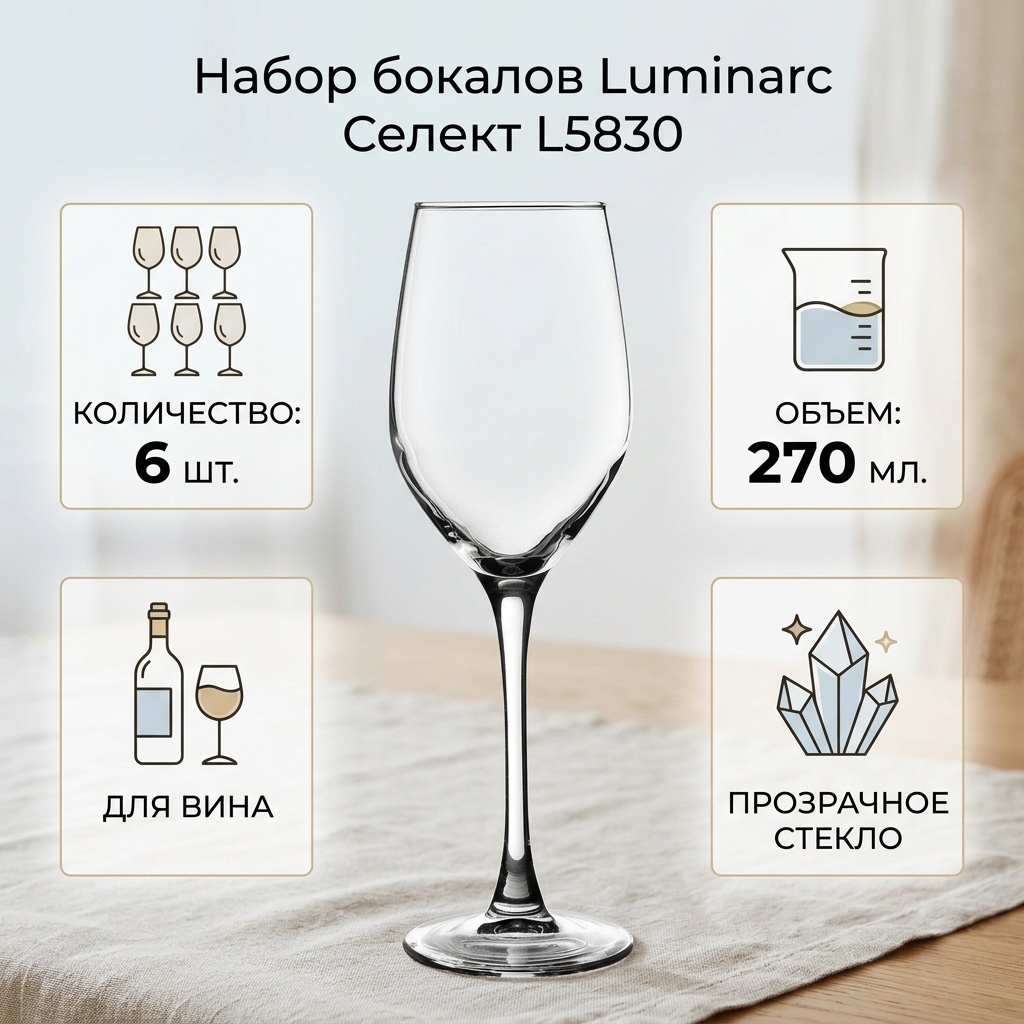 Набор бокалов Luminarc 270 мл, стекло, 6 шт