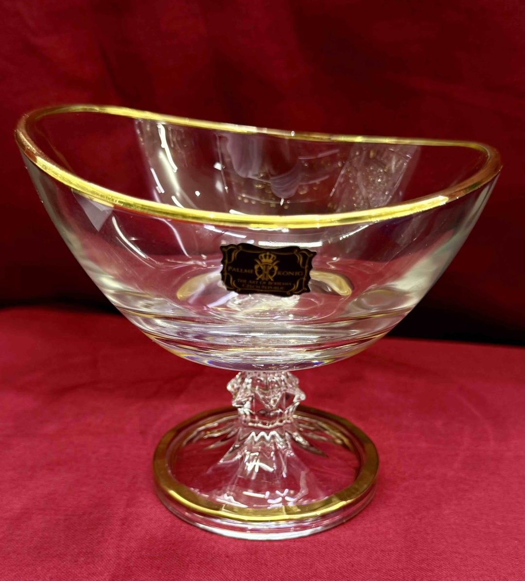 PALLME KONIG креманка Papaya 13 cm Gold овальная 1 шт, хрусталь