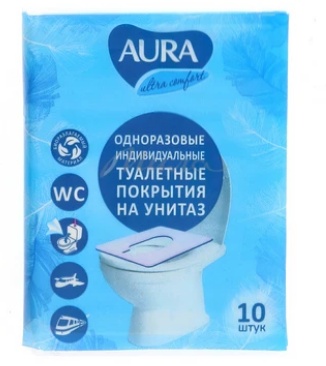 Чехол на сиденье для унитаза AurA Покрытия одноразовые на сиденье унитаза 10 шт. 40x40 см