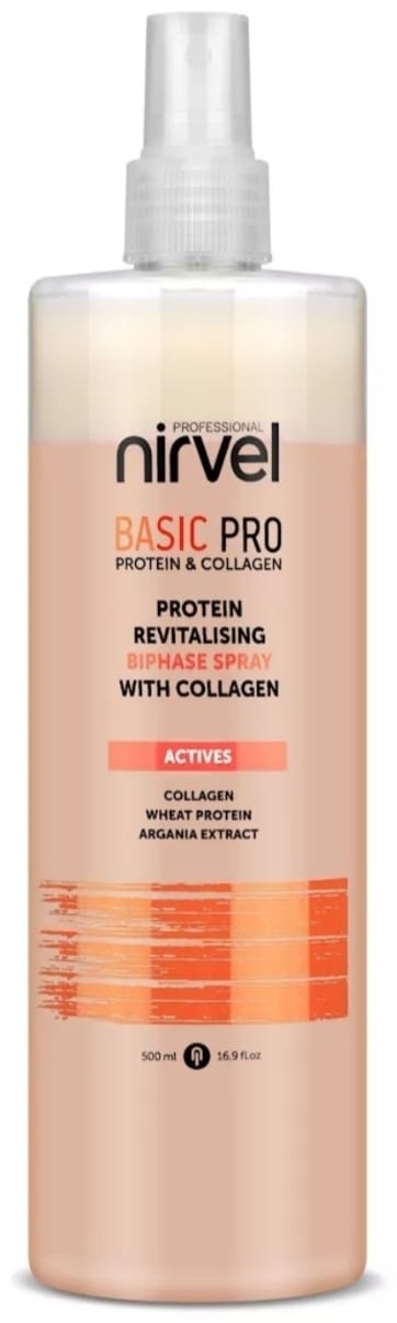 Nirvel Professional PROTEIN BIPHASE Протеиновый восстанавливающий спрей-кондиционер с коллагеном рН 2,50-3,00 500 мл спрей-кондиционер 500 мл