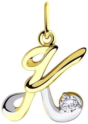 Подвеска Diamant 5458261 буква К вес 0.86 г золото, фианит