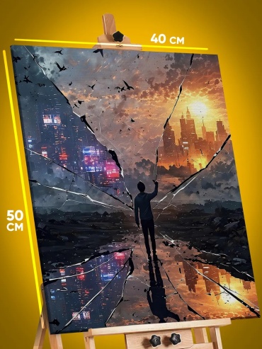 Картина по контурам Город холст на подрамнике 50x40 см