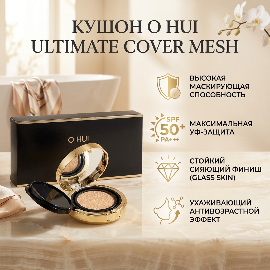 O HUI Ultimate Cover Mesh кушон 01 Milk Beige 39 г