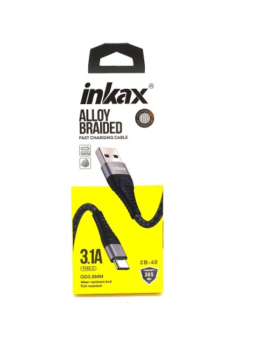 Кабель Inkax USB TypeC (F), 1 м, черный