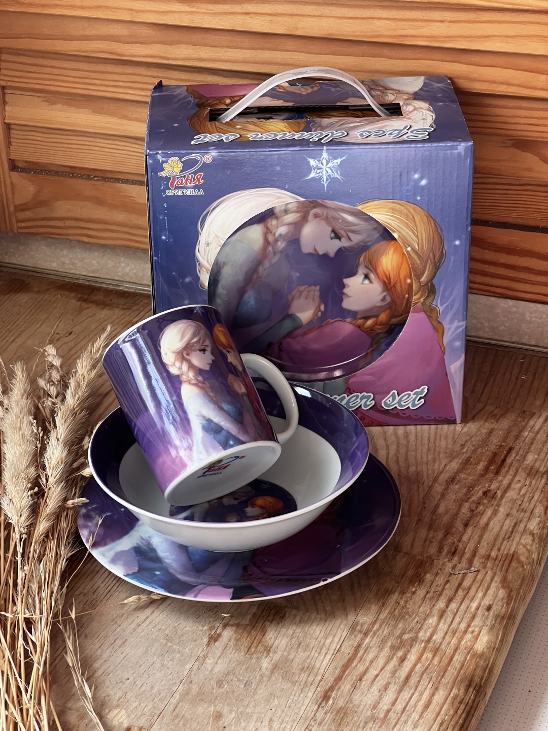 Сервиз на 1 персону Таня Холодное сердце, предметов: 3, детский, керамика, фарфор