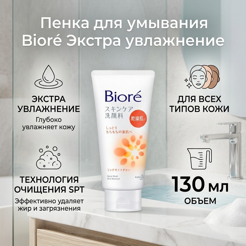 Biore Экстра увлажнение пенка 130 мл