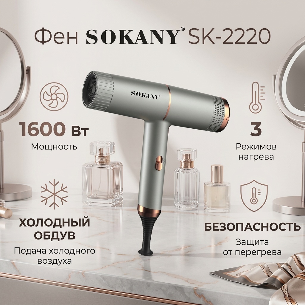 SOKANY SK-2220 фен серый