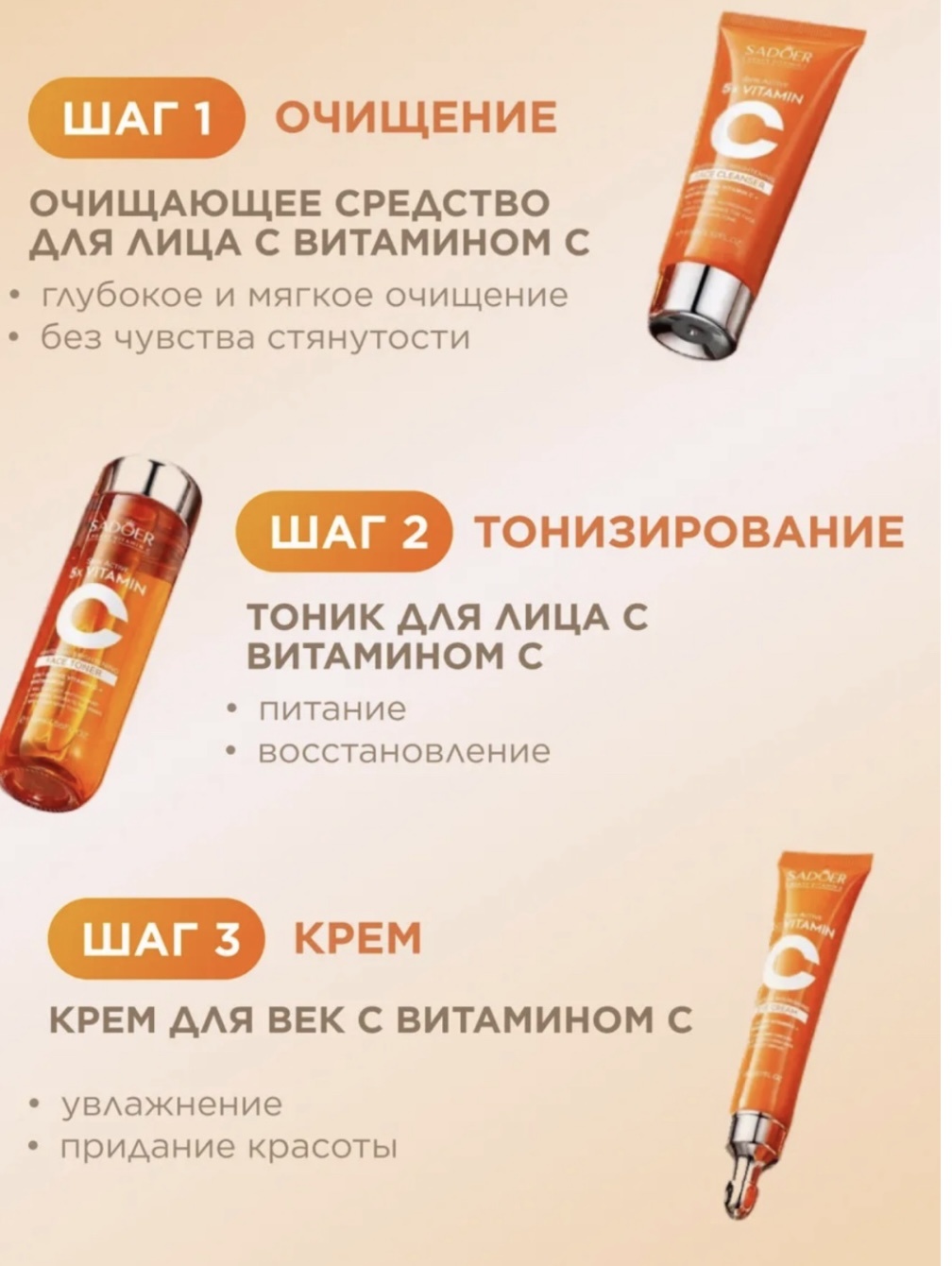 SADOER Vitamin C набор по уходу за лицом унисекс