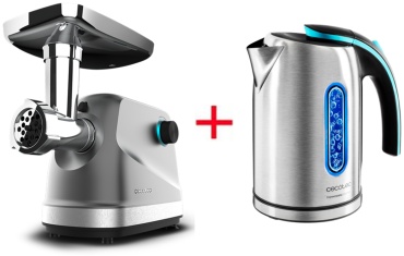 Мясорубка Cecotec Crusher 1400 Steel стальной + электрочайник Cecotec ThermoSense 270