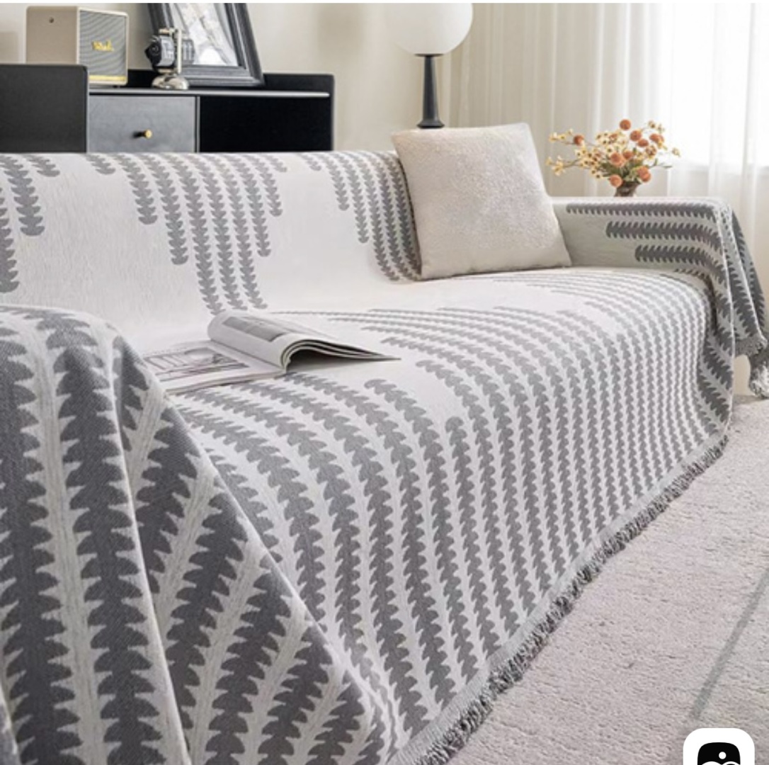 Накидка для дивана, для кресла, для кушетки 30252456_П1-220 белый, серый 180х220