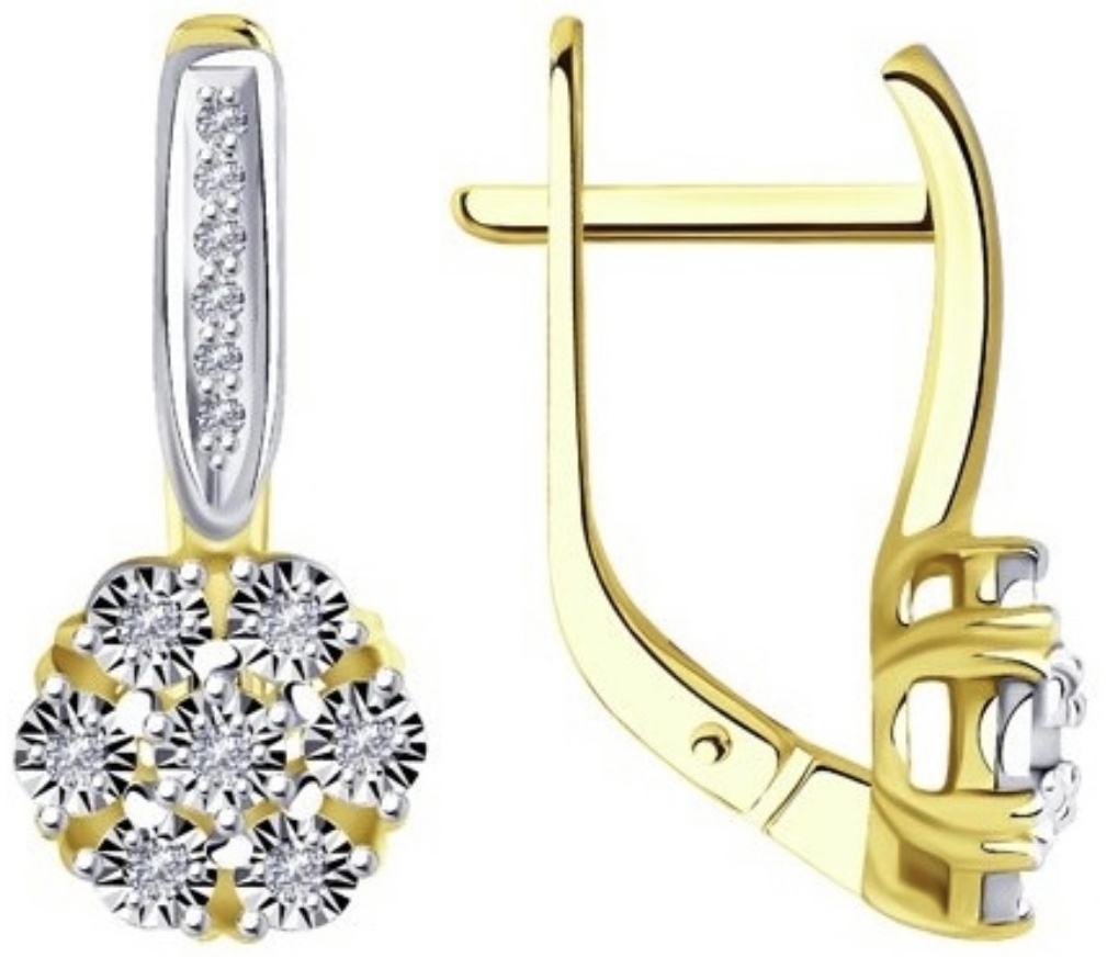Серьги Diamant 53-220-00788-1 №22 3 вес 3.58 г золото, бриллиант