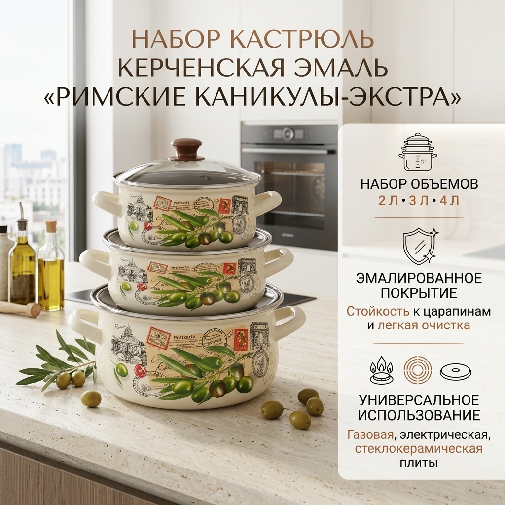 Набор кастрюль Керченская эмаль 3 в 1