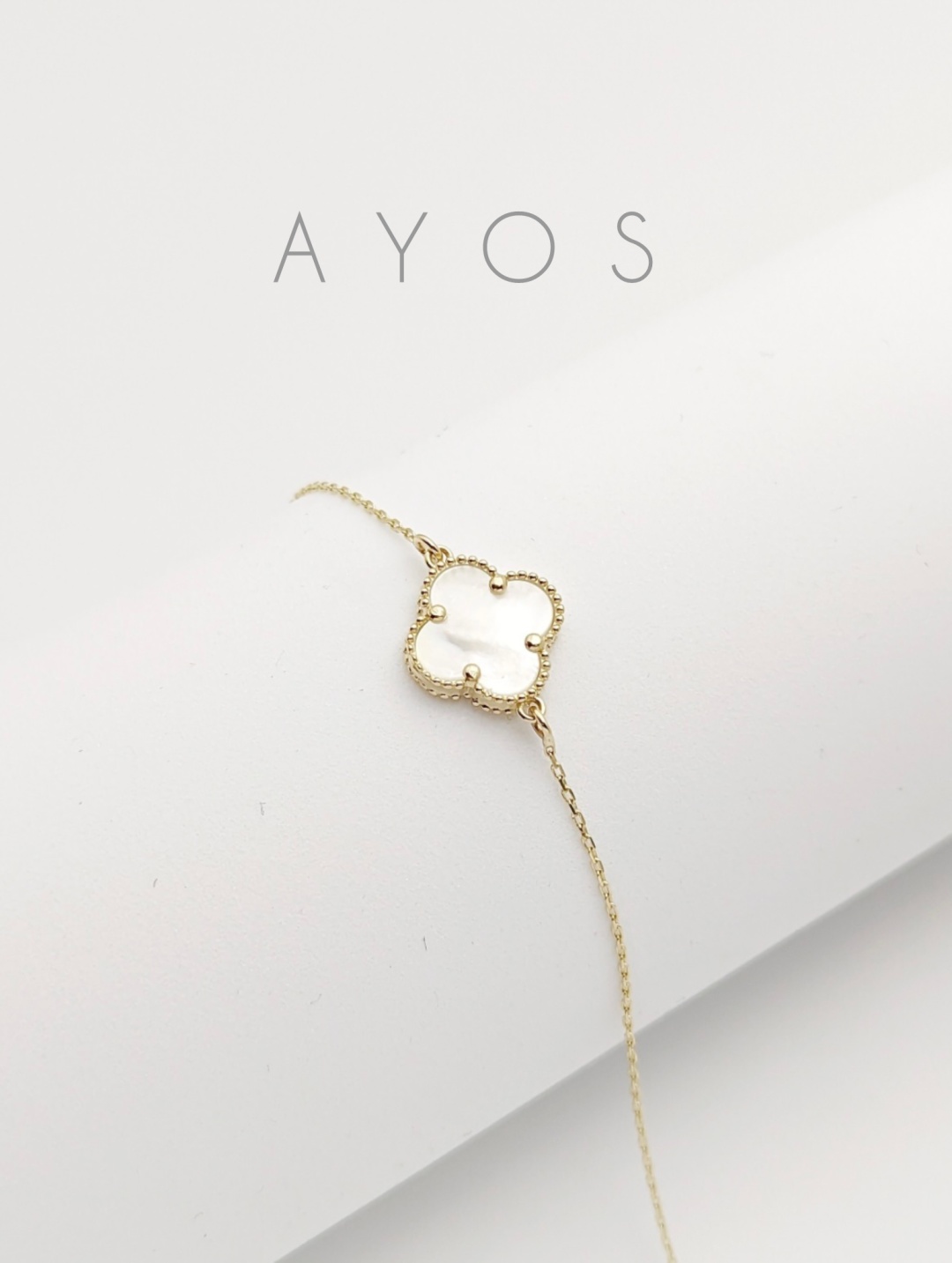 AYOS VC Silver Sterling 925/ORIGINAL- клевер длина 16 см, вес 2 г серебро, золото, плетение теннис