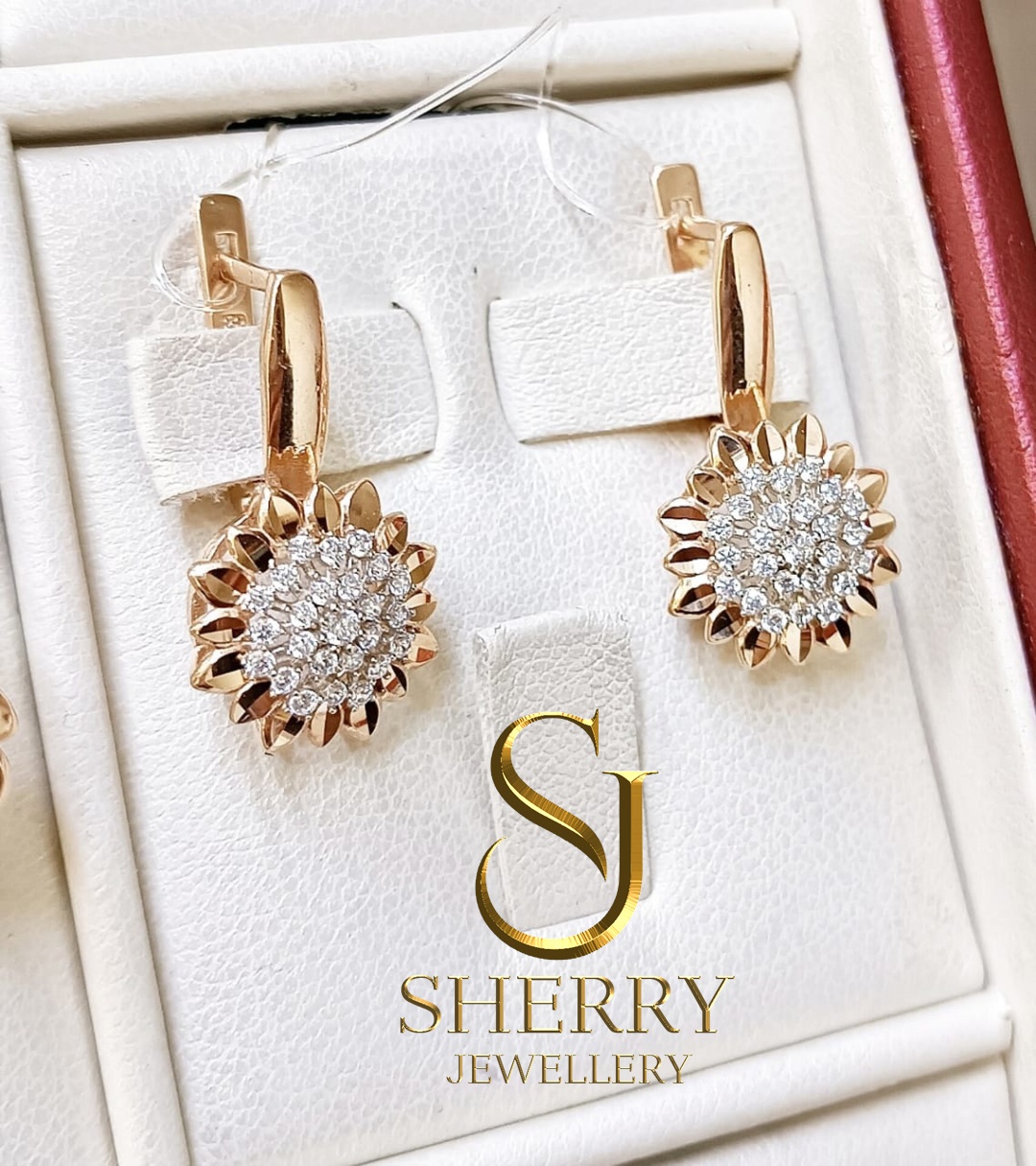 Серьги SHERRY 60159 вес 3.62 г золото, фианит