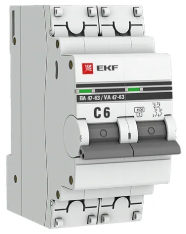 EKF автоматический выключатель 2P 6 A, 4.5 кА, 230 В