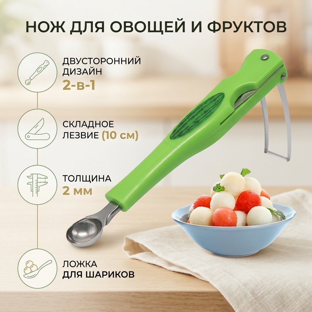 Нож для овощей и фруктов , лезвие: сталь 1 шт