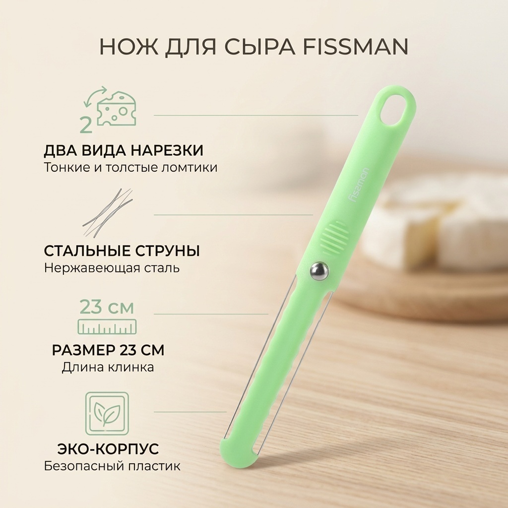 Нож для сыра Fissman, лезвие: нержавеющая сталь 1 шт