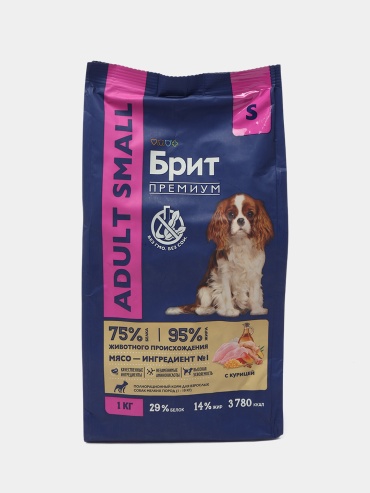 Brit premium, сухой корм с курицей для собак мелких пород 1–10 кг, Dog Adult Small, 1 кг мясо 1 кг