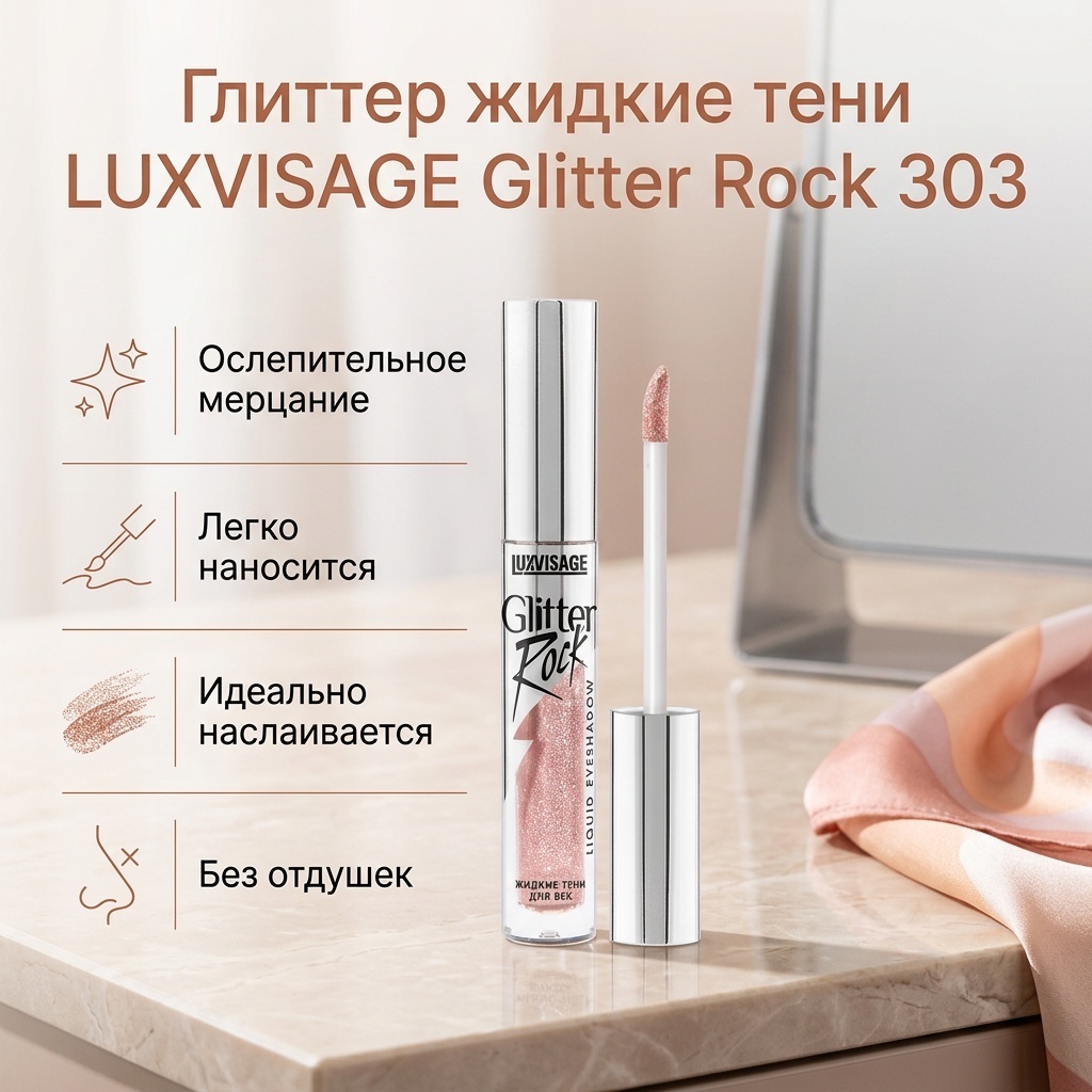 LUXVISAGE глиттер жидкие Glitter Rock 303 Pink Quartz