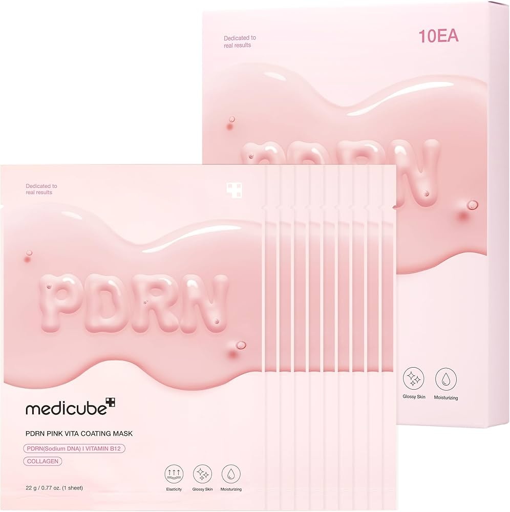 Маска для лица Medicube тканевая PDRN Collagen Pink Vita Goating Mask Тканевая Маска для Повышения Упругости 10шт 10 шт